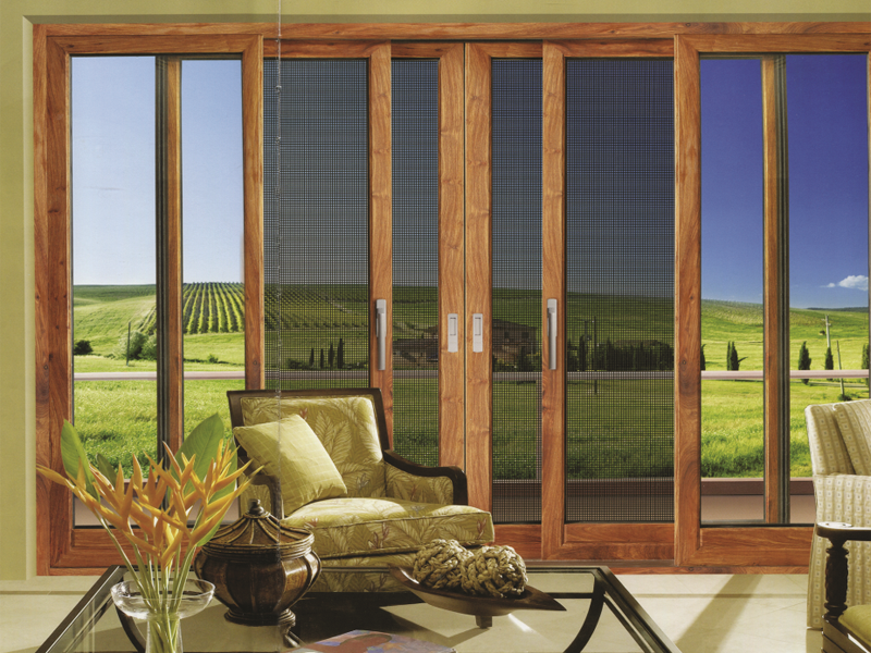 BC200木鋁複合金剛網一體推拉門系列