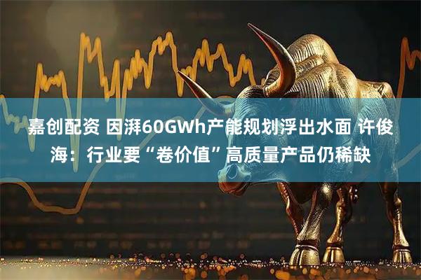 嘉创配资 因湃60GWh产能规划浮出水面 许俊海：行业要“卷价值”高质量产品仍稀缺