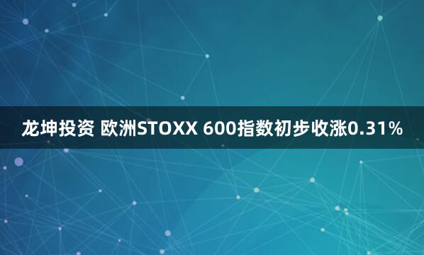 龙坤投资 欧洲STOXX 600指数初步收涨0.31%