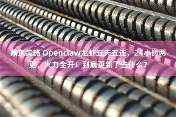 鼎东策略 Openclaw龙虾五天五连，24小时两更，火力全开！到底更新了些什么？